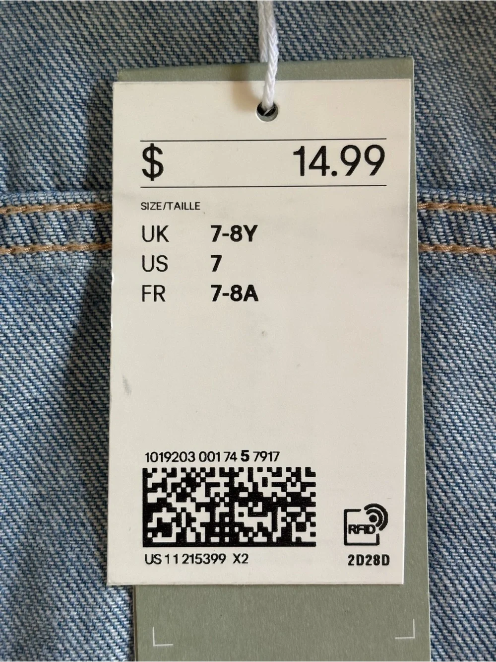 H&M Girls Blue Denim Vest Button Front Collared w/ Pockets Size 7